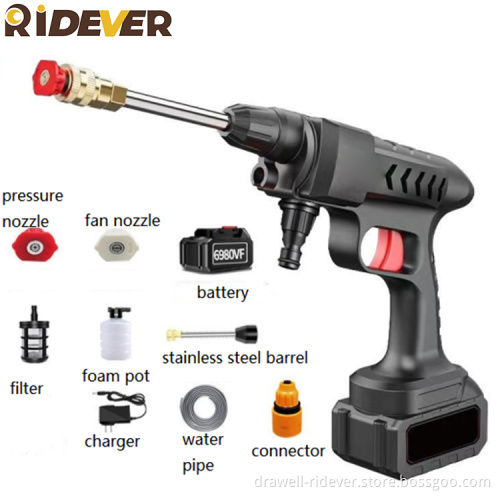 Ridever Portable Car Washer Price Car Washer Machine Equipment 14 Plunger 21V Charger Stainless Steal Car Washer